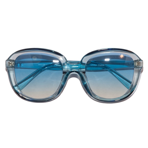Retro 70s Disco Ombré Aqua Crystal Sunglasses
